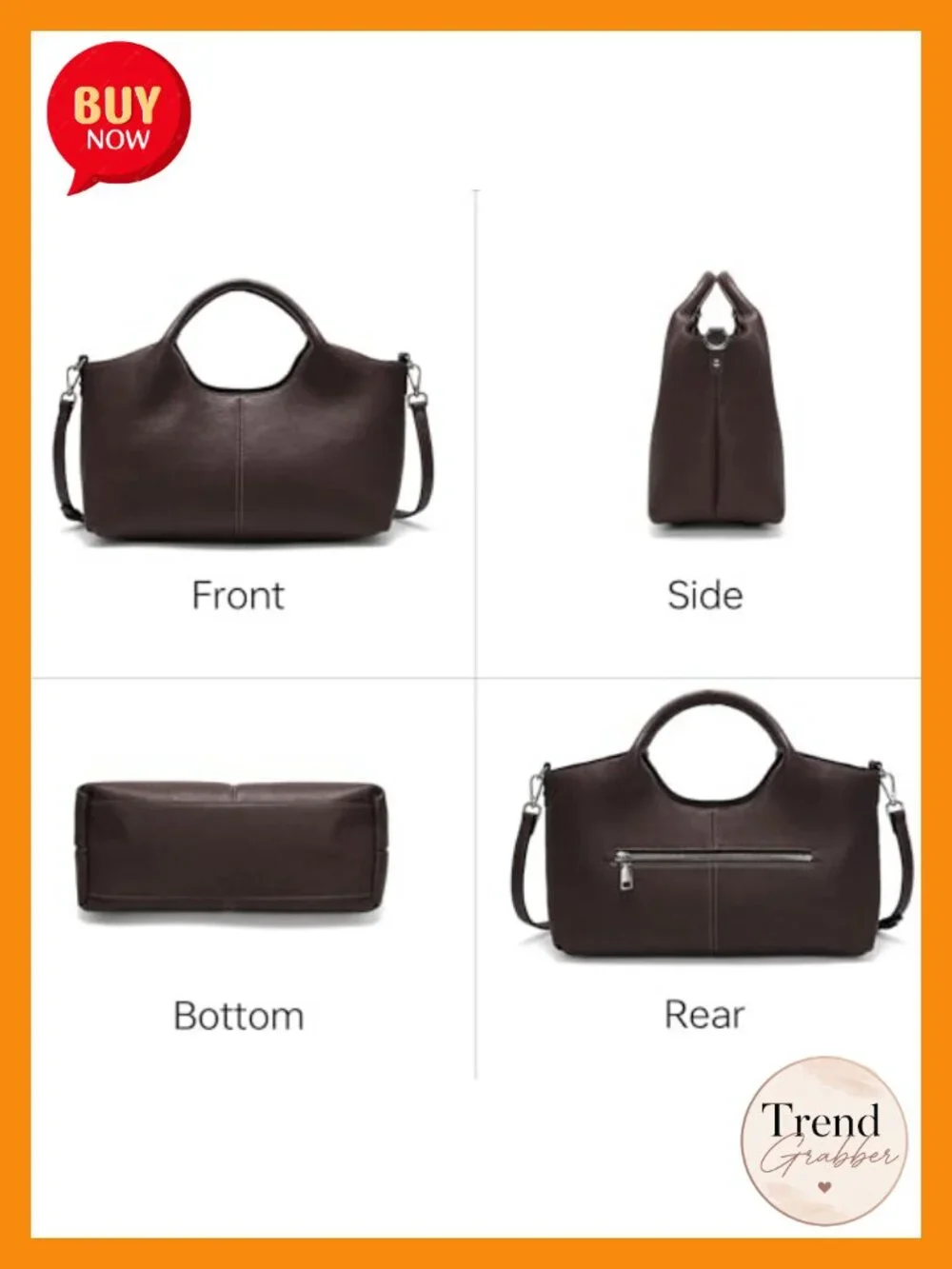 Medium Vegan Leather Satchel Crossbody Hobo Bag with Detachable Strap